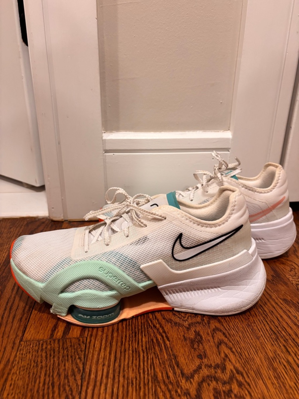 Nike Women's SuperRep Training Shoes in Cream with Mint & Coral Accents